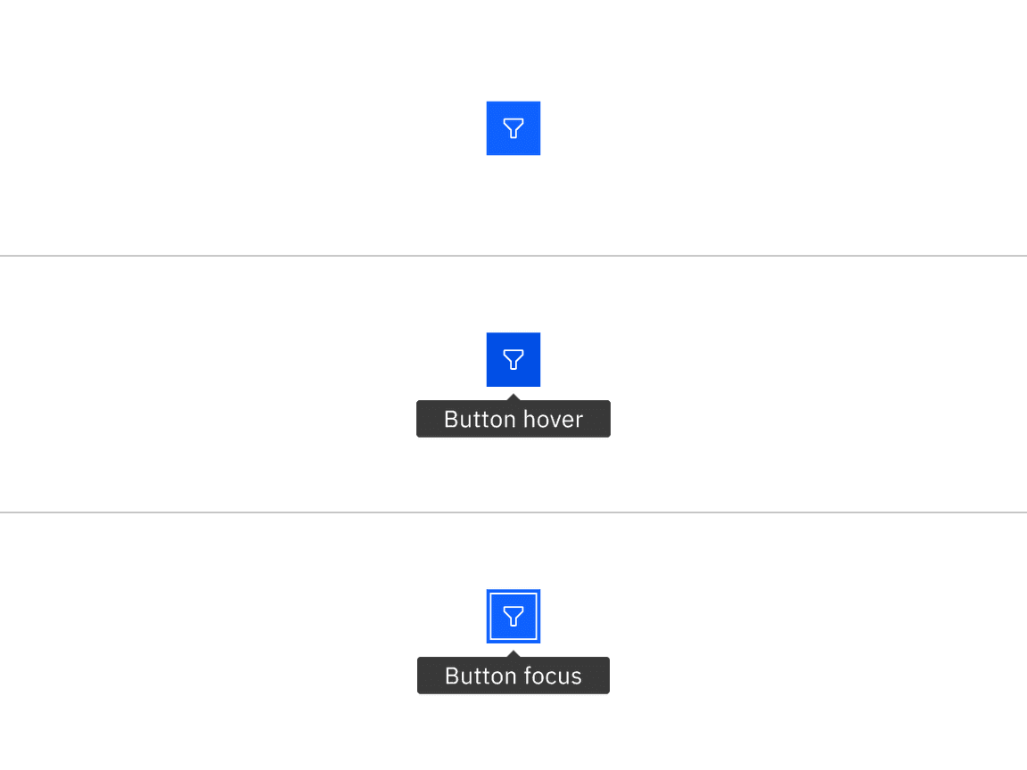 Closed and open states for an icon button tooltip Closed and open states for an icon button tooltip