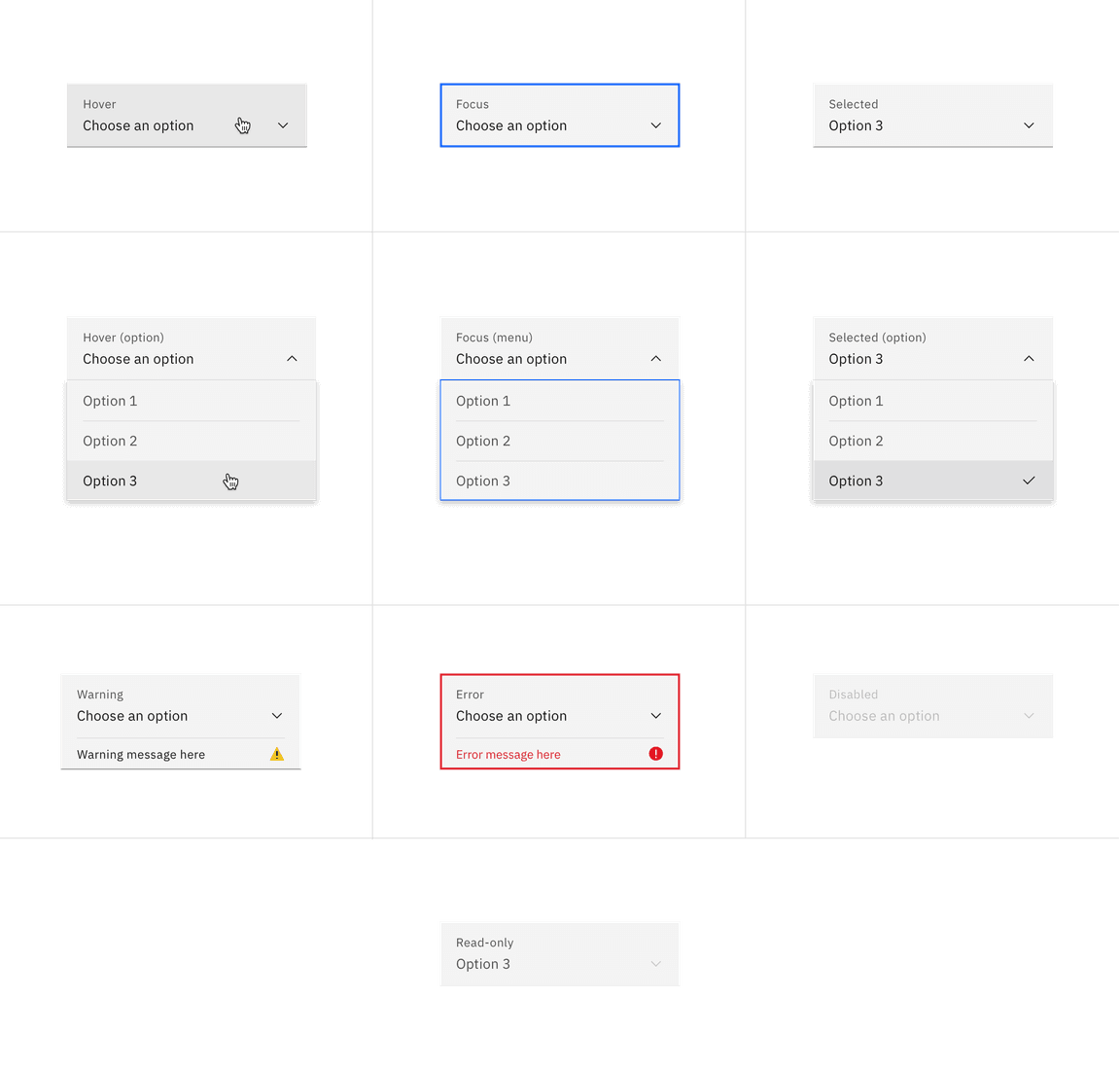 Fluid dropdown and combo box states Fluid dropdown and combo box states