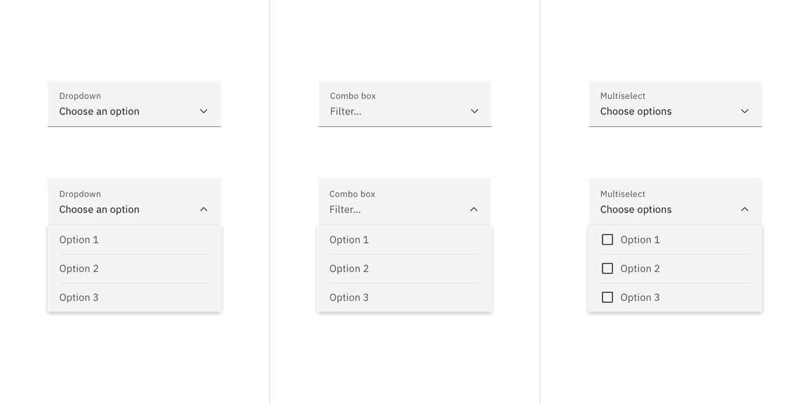 Fluid dropdown variant examples Fluid dropdown variant examples