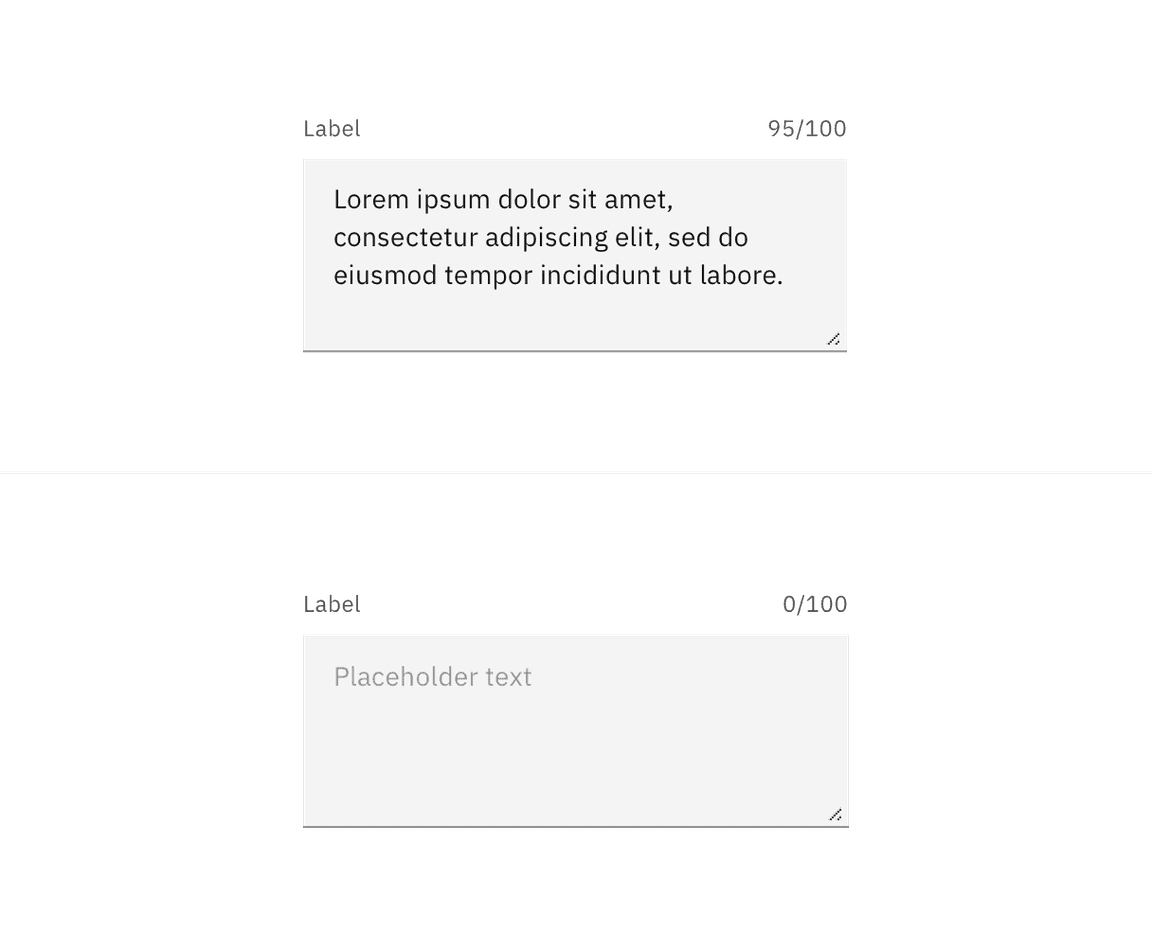 Example of an enabled text area in the default style Example of an enabled text area in the default style