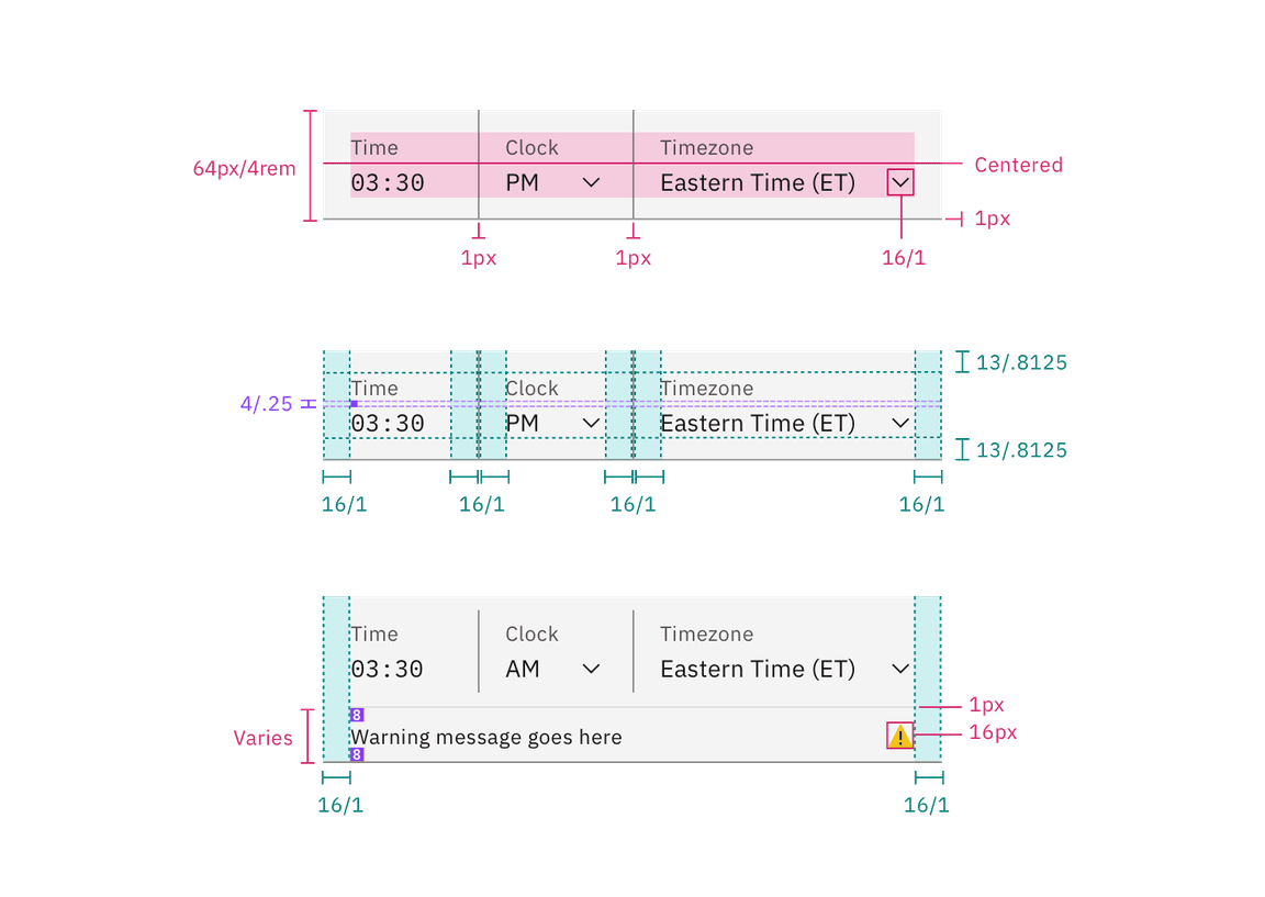 Structure for a time picker Structure for a time picker