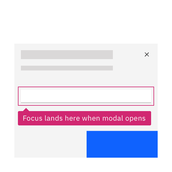 annotation on input says 'focus lands here when modal opens' annotation on input says 'focus lands here when modal opens'