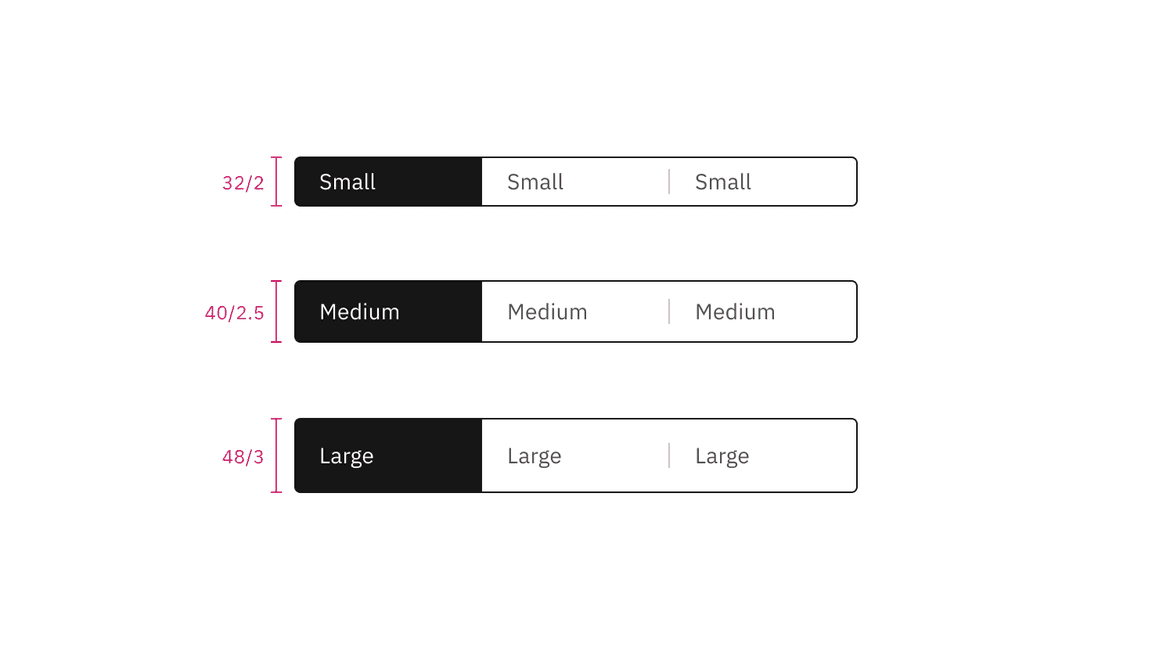 Text only content switcher sizes | px / rem Text only content switcher sizes | px / rem