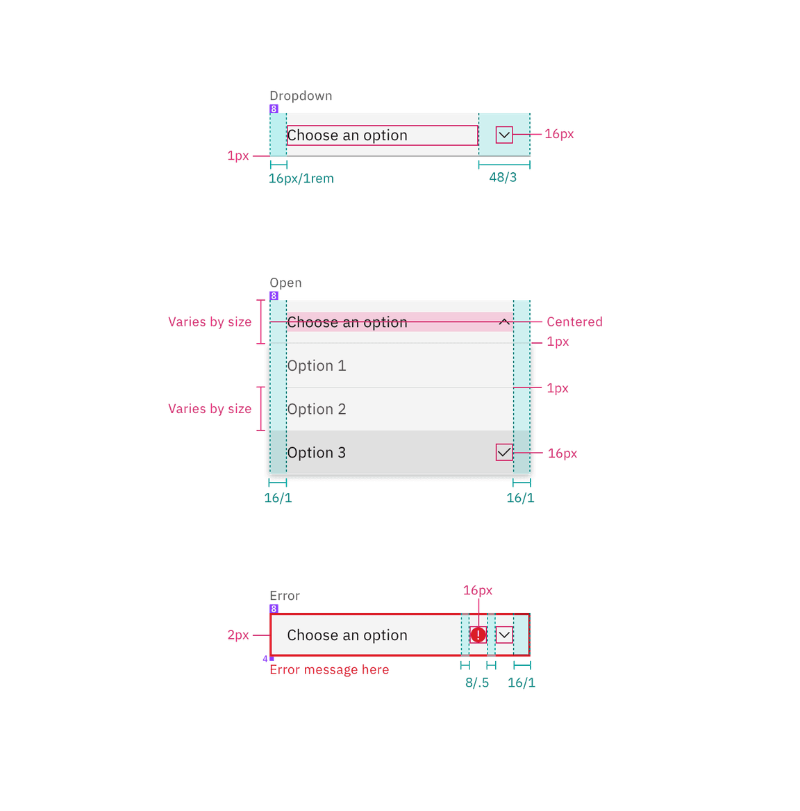 Structure and spacing for a default dropdown Structure and spacing for a default dropdown