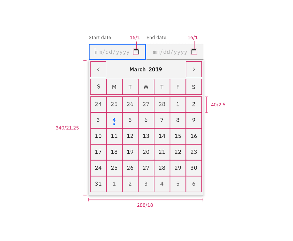 Structure for date picker Structure for date picker