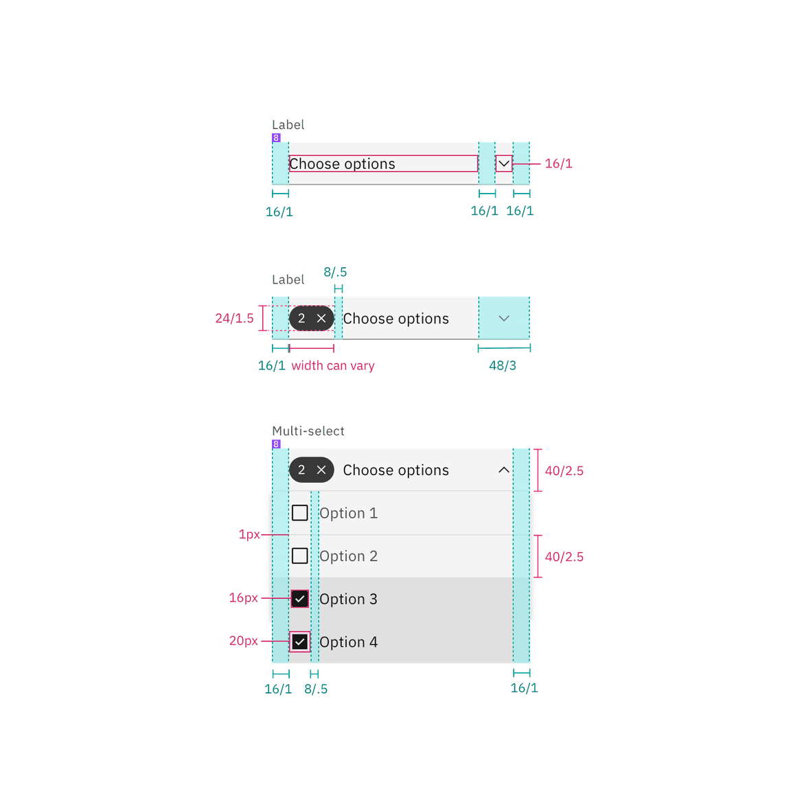 Structure and spacing for a multiselect dropdown Structure and spacing for a multiselect dropdown