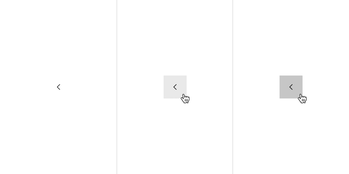 Examples of enabled, hover, and active states for scrollable line tabs. Examples of enabled, hover, and active states for scrollable line tabs.