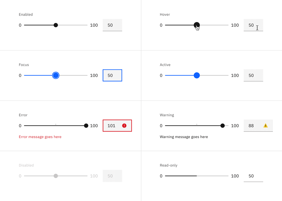 Default slider interactive states Default slider interactive states