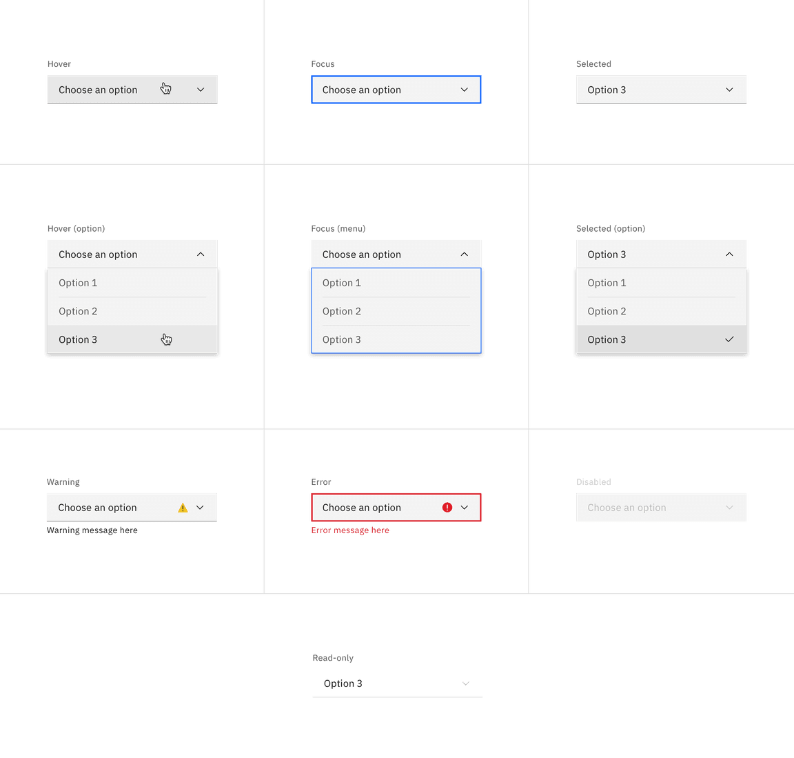 Default dropdown and combo box states Default dropdown and combo box states