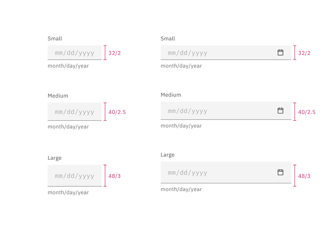 Sizes for simple and single date calendar sizes Sizes for simple and single date calendar sizes