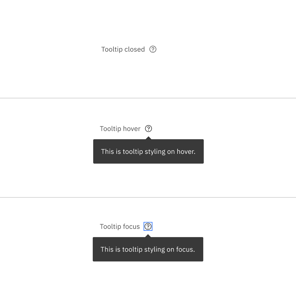 Closed and open states for an icon button tooltip Closed and open states for an icon button tooltip