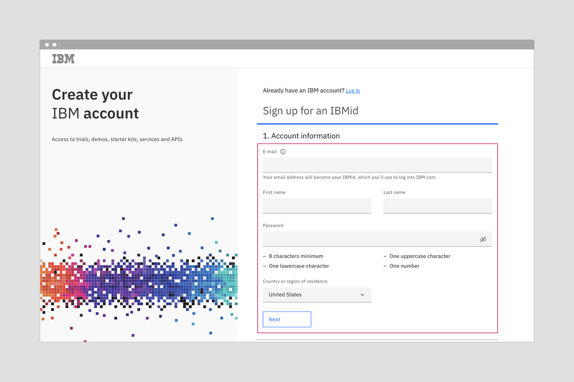 Example of productive moment with account creation form Example of productive moment with account creation form