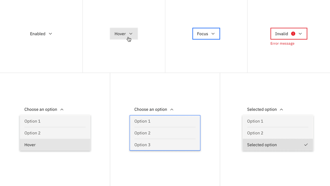 Inline dropdown states Inline dropdown states