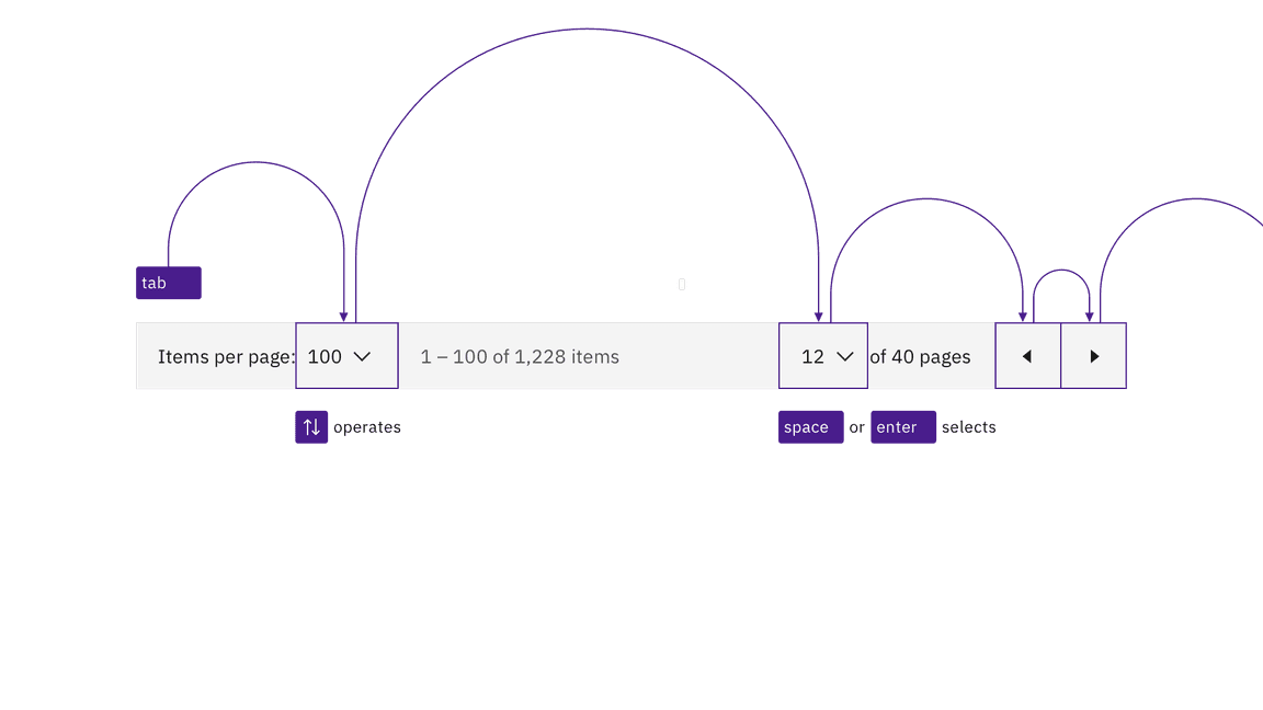 example of tabbing into a pagination group and arrowing between selections example of tabbing into a pagination group and arrowing between selections