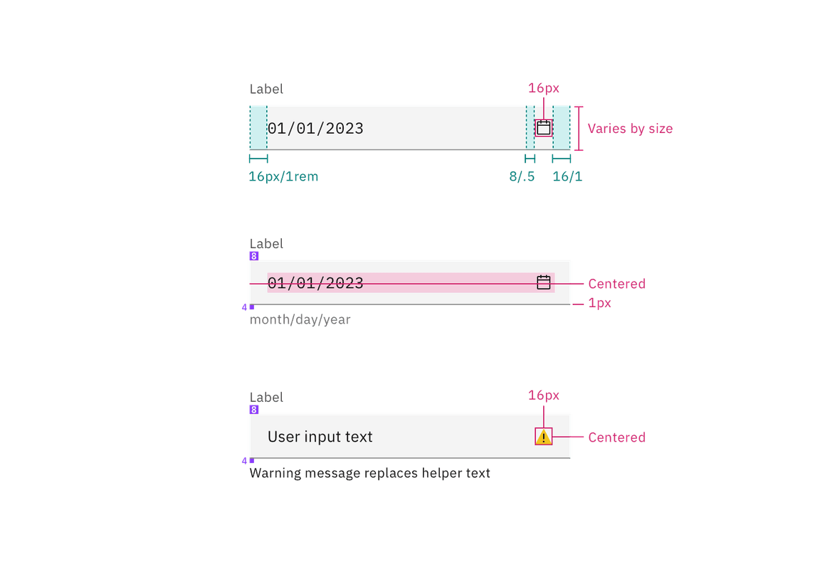 Structure for date picker inputs Structure for date picker inputs