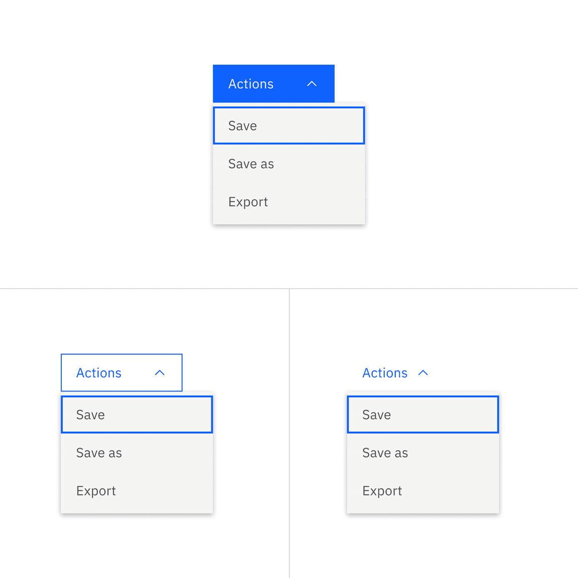 Menu button variants Menu button variants