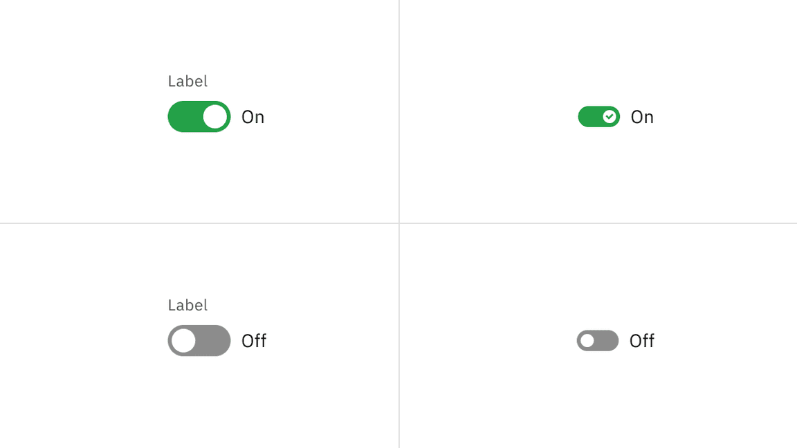 On and off toggle states On and off toggle states