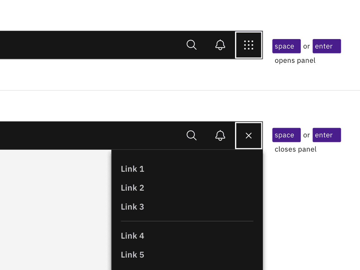 example of right panel keyboard activation example of right panel keyboard activation