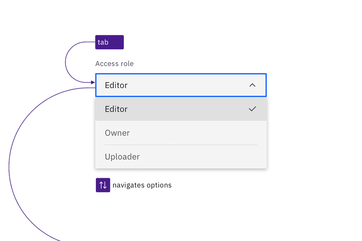 Tab to dropdown then operate with arrow keys Tab to dropdown then operate with arrow keys
